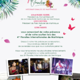 Remerciements pour les 4emes Floralies Internationales de Martinique